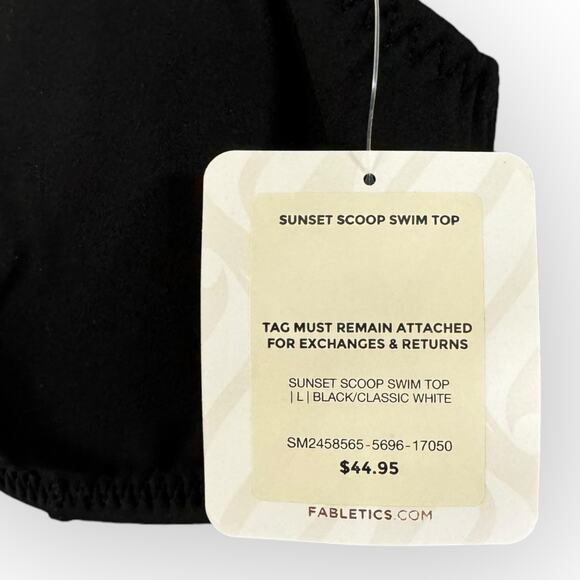 Fabletics Black and White Sunset Scoop Swim Bikini Top NWT | L - Picture 3 of 5